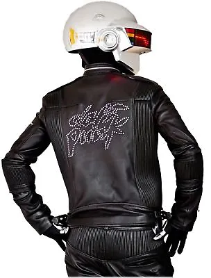 Daft Punk Get Lucky Electroma Biker Genuine Leather Black Motorcycle Jacket • $159.95