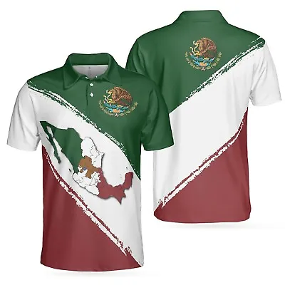 Mexico Map Patriotic Mexican Symbol Men's Polo Shirt S-5XL • $28.99