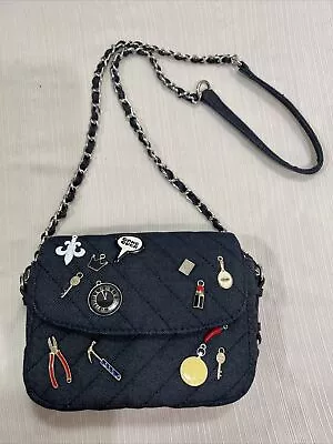 ZARA Denim Quilted Crossbody Bag With Decorative Pins • $45