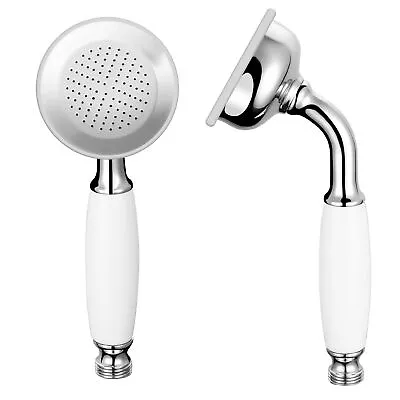 Traditional Bathroom Shower Handset Hand Held Chrome Head Ceramic Handle • £14.96