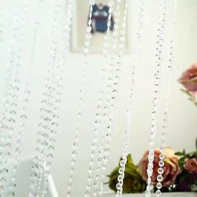 CLEAR 8x3 Ft Acrylic Diamond Cut Beaded Curtain With Metal Rod Top Decorations • $25.88