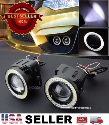 Pair 3  White DRL COB LED Halo Ring Driving Projector Fog Light For Honda Acura • $37.97