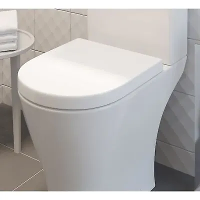Bathroom Toilet Seat D Shape Wraparound Soft Close Hinges Plastic Modern White • £29.98
