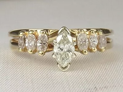 2Ct Lab Created Diamond Vintage Marquise Engagement Ring 14K Yellow Gold Plated • $82.31