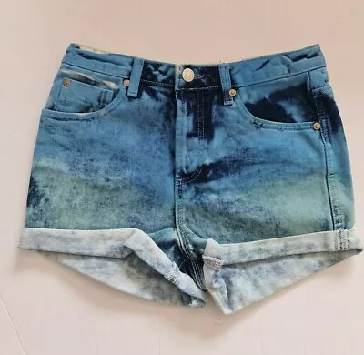 £5.99 • Buy Topshop Tie Dye Acid Wash Denim Shorts W 25  Size 6 Hot Pants Summer BNWT 
