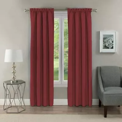 Eclipse Samara Thermaback Rod Pocket Curtain Panel 42  X 54  Chili Red SET OF 2 • $25.88