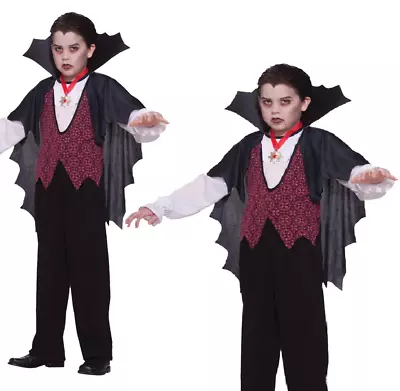 Boys Economy Vampire Costume Kids Halloween Fancy Dress Vampires • £9.99