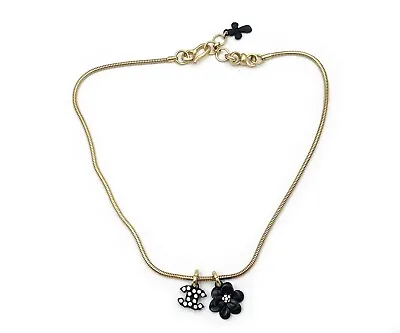 $599 • Buy Chanel Vintage Rare Gold Plated Black CC Flower Crystal Chain Necklace