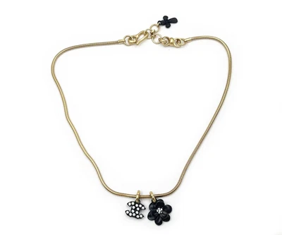 $599 • Buy Chanel Vintage Rare Gold Plated Black CC Flower Crystal Chain Necklace