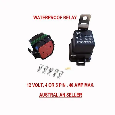 Relay Waterproof 12v Automotive 4 5 Pin 40 Amp Switch 12 Volt Dc Wire Car • $16.95