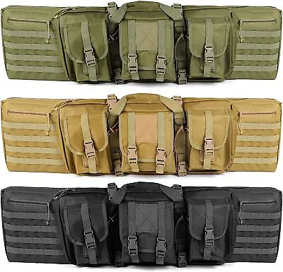 Classic Tactical Double Long Gun Bag Pistol Transportation Case W/Backpack Strap • £39.91