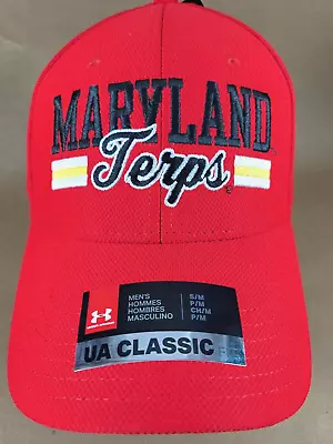 Maryland Terrapins Terps Size S/M RED  Under Armour UA Stretch Flex Hat Cap • $13.46