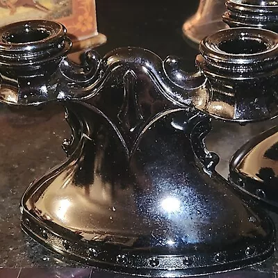 2 LE Smith Mt Pleasant Black Amethyst Double Taper  Candelabra Candle Holder • $24.99