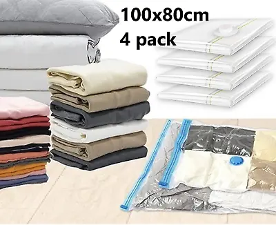 JUMBO 4 PACK Vacuum Storage Bags Strong Space Saving Vaccum Vac Bag Heavy Duty • £11.99