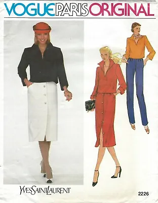 Vogue 2226 YVES SAINT LAURENT Slim Skirt Tapered Pants & Top Sz 14 UNCUT RARE • $49.95