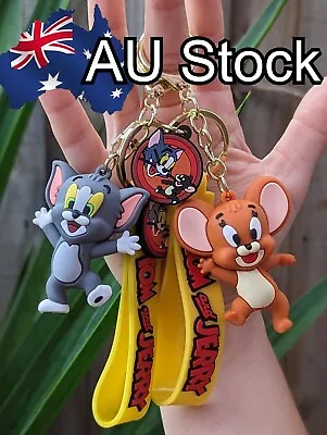TOM AND JERRY Pvc Keychain TOM & JERRY Figure Keyring Cartoon Key Chain Letter • $7