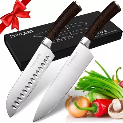 $25.96 • Buy Homgeek Chef Knife & Santoku Knife Set With Storage Case 2 Piece Gift Set.