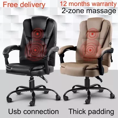 Gaming And Massage Office Chair Computer Work Seat Dual Padded 2-zone Massage • $179.40