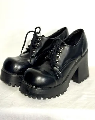 L.E.I. Platform Chunky Oxford Shoes Vintage Black Y2K Size 7 • $75