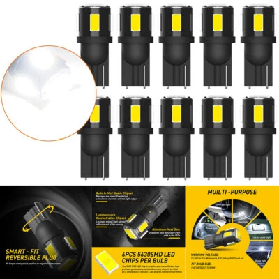 $7.99 • Buy 10X T10 12V SMD LED Wedge Bulb Light Globe White 2825 194 168 192 501 W5W 158