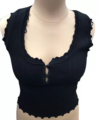 NWT Zara Black Viscosa  Sleeveless 3 Button  Top Size  Small New With Tags • $24.99