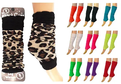 New Ladies Girls Knitted Leg Warmers 80s Neon Plain Colours Dance Fancy Dress • £2.99