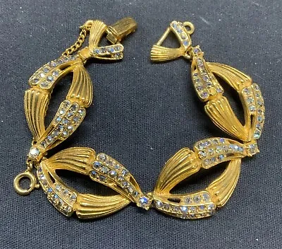 SCHIAPARELLI Gold Tone Crystal Bracelet • $99.99