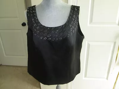 New? Vie By Victoria Royal Black Beaded Sz 16 Polyester Top Sleeveless • $27.99