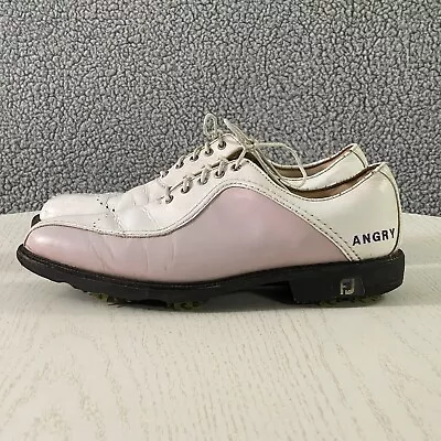 FootJoy Icon Golf Shoes Men's 9M White Pink Leather Two Tone Lace Up Optiflex • $32.95