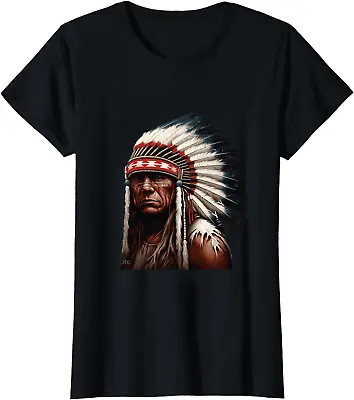 Native American Indian Chief American USA Flag T-Shirt Black Small • $12.99