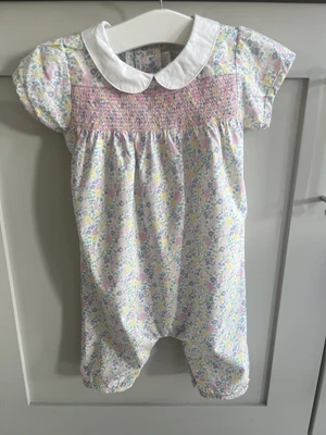 £10 • Buy Baby Girls Jojo Maman Bebe Romper Outfit 6-12 Months Floral Collar Smocked
