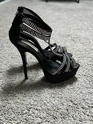 Steve Madden Platform Black And Crystal Heels Size 5.5 • $20