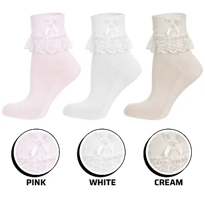 £3.49 • Buy Baby Girls School Jester Lace Ruffled Frilly Ankle Socks Cute Fancy Fashionable
