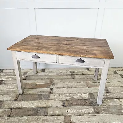 Antique Oak And Elm Farmhouse Table | Early 20th Century Kitchen Prep Table • £575