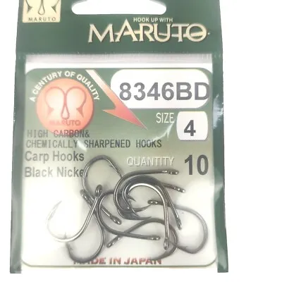 Maruto 8346BD  Size 4 High Carbon Black Nickel Chemically Sharpened Hook Qty-10 • $4.90