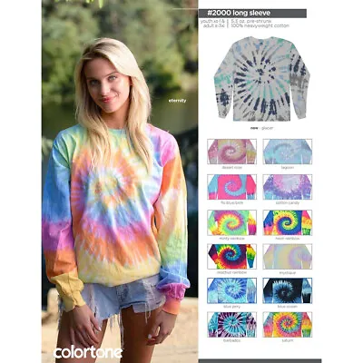 Prismatic Colorful Tie Dye T-Shirts Long Sleeve Adult & Kids 100% Cotton  • $16.95