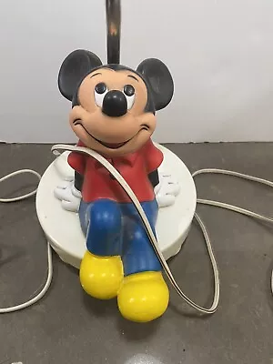 Vintage Mickey Mouse Lamp Sitting Down No Shade Rubber Plastic Works • $20