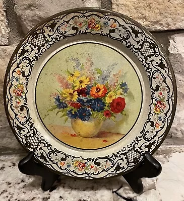 Floral Flowers Metal Tin Daher Ware Holland Decorative Plate 8  • $8.95