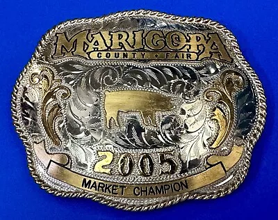 Maricopa County Fair AZ Pig Hog Market Champion Trophy Nickel Silver Belt Buckle • $85