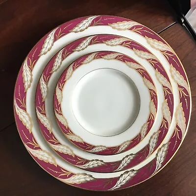 Lenox P-524-R Bellevue Maroon Dinner Plate Salad Plate And Bread & Butter Plate • $55