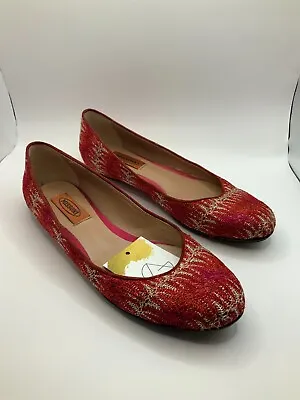 Missoni Red & Gold Shimmering Lace Striped Flats Size 9 (US) 39 (EUR) • $87.40