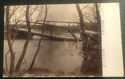 Real Photo Addison MI - Quaker Bridge Blown Down July 17 1908 Postmark • $8.95