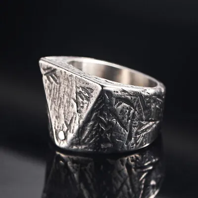 Vintage Men's Triangle Signet Biker Punk Ring Stainless Steel Silver Size 7-13 • $12.96