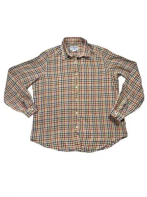 James Meade Ladies Long Sleeve Yellow Check 100% Cotton Shirt - Size Uk 14 • £12.99