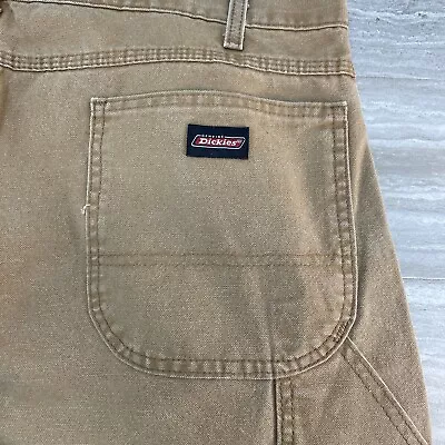 Dickies Mens Brown Carpenter Pants Size 40 X 32 Double Knee Brush Pants EUC • $19.99