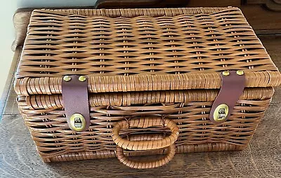 Vintage Woven Wicker Style Picnic Basket / Suitcase • $14.99