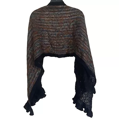 Nordstrom Silk & Mohair Scarf BOHO Metallic Black Lace Made In Italy 66  X 17  • $24.93