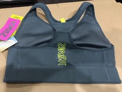 Zumba Grey Sports  Bra Top Fitness Gym Training Crop  Dance Size XS S M New • £7.49