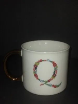 Opal House  Initial Q  Coffe Mug Cup Floral Letter Q With Golden Handle . • $10.90