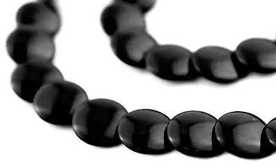 Flat Circular Onyx Beads 12mm Black Gemstone 16 • $10